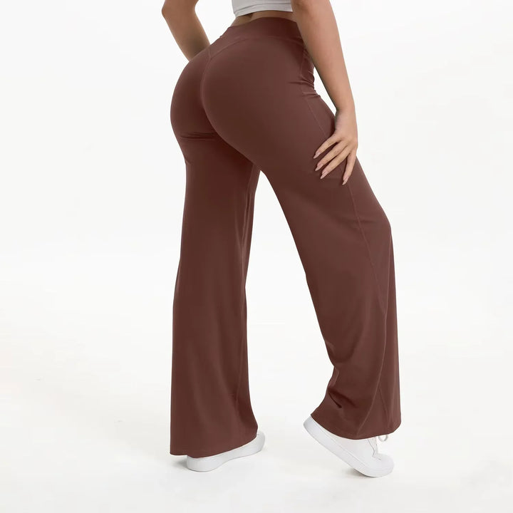 High-waisted wide-leg fluid yoga pants for women