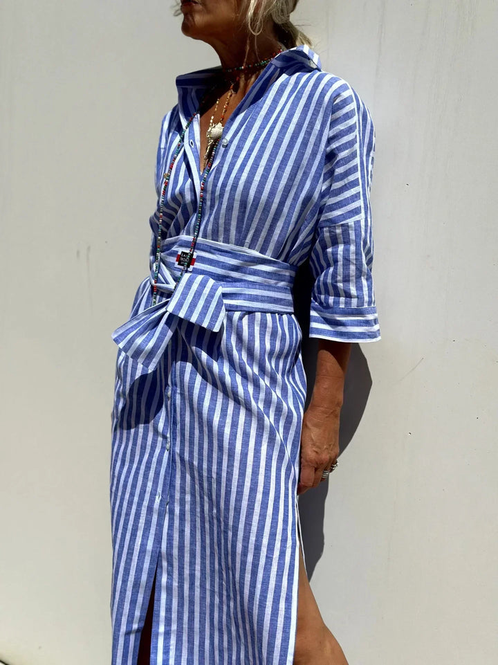 Héloïse™  |  Elegant Striped Shirt Dress