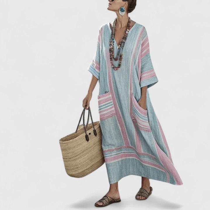 Galiana | Bohemian Midi Dress for Women with Pockets, Fresh and Light | Breathable
