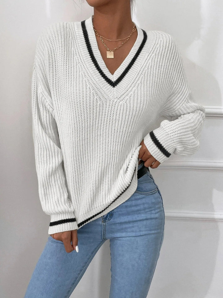 Marina | Striped Waffle Knit Sweater