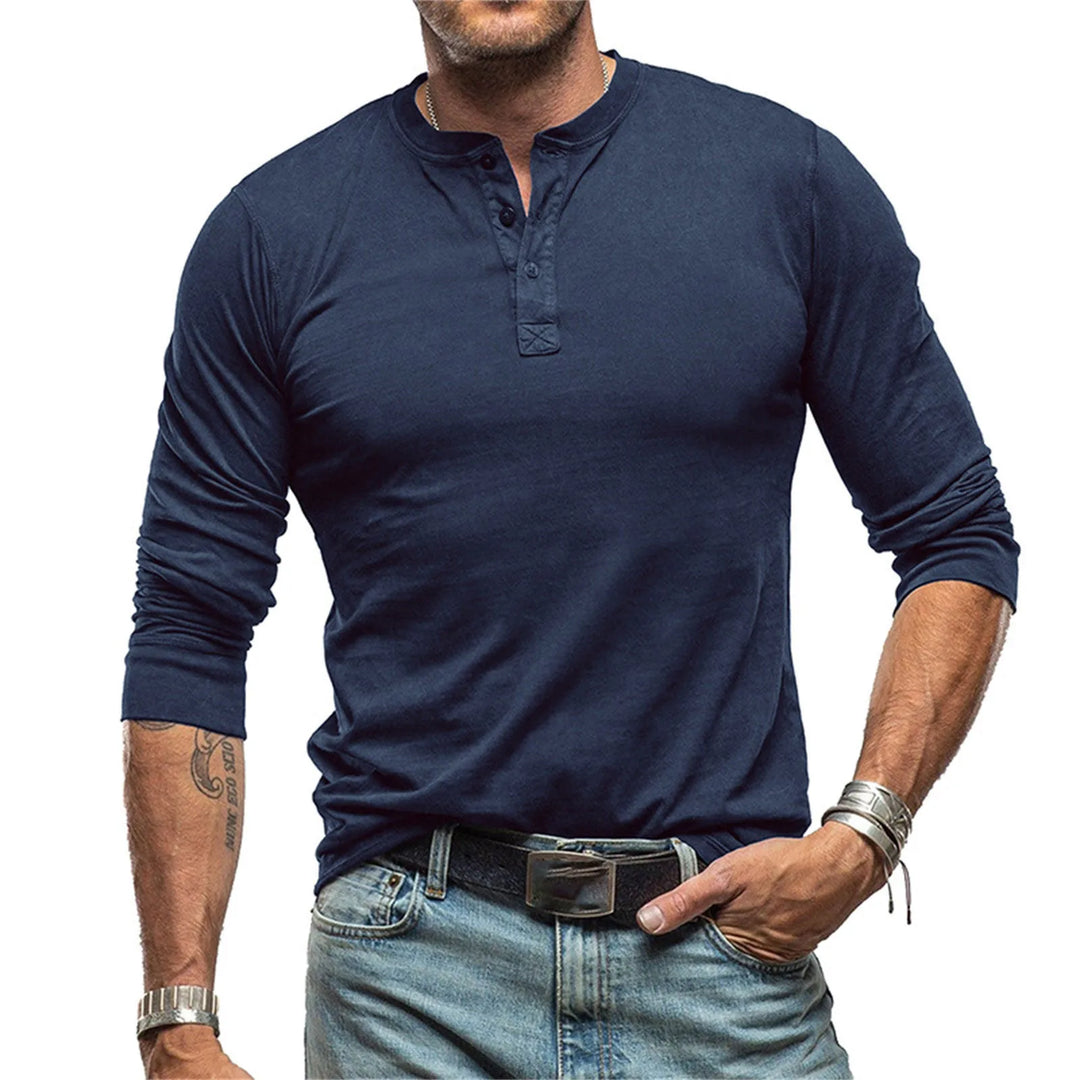 LAURENT MONACO | MEN'S FITTED LONG SLEEVE HENLEY T-SHIRT