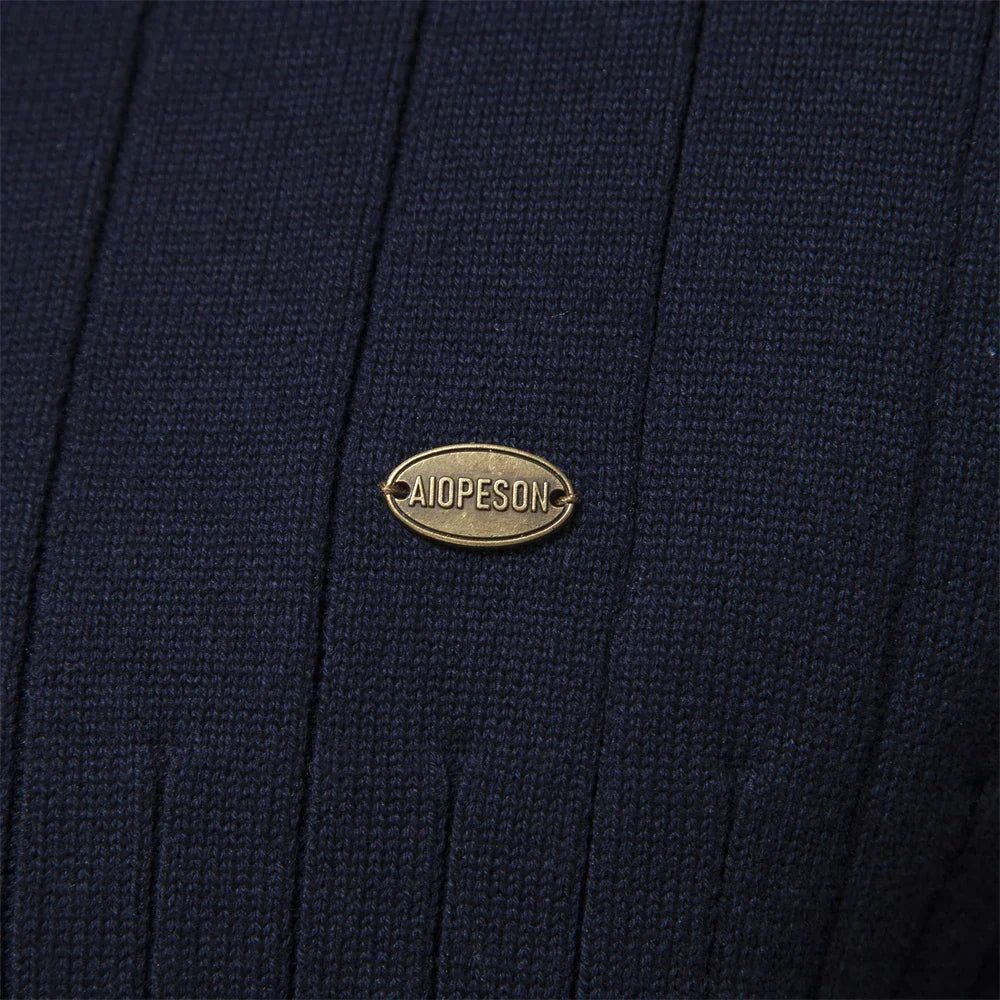 Men's Winter Pullover with Half-Zip High Collar – Warm Knit, Modern and Elegant Style