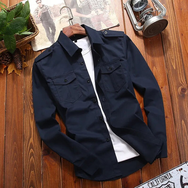 Men's Long Sleeve Button-Up Ranger Shirt with Chest Pockets – Classic Utility Style