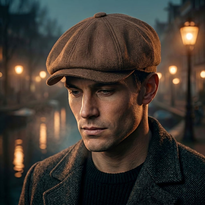 Vintage Flat Cap Classic Retro-Style Newsboy Cap, view 2 - Elena Harper