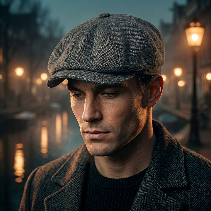 Vintage Flat Cap Classic Retro-Style Newsboy Cap, view 5 - Elena Harper