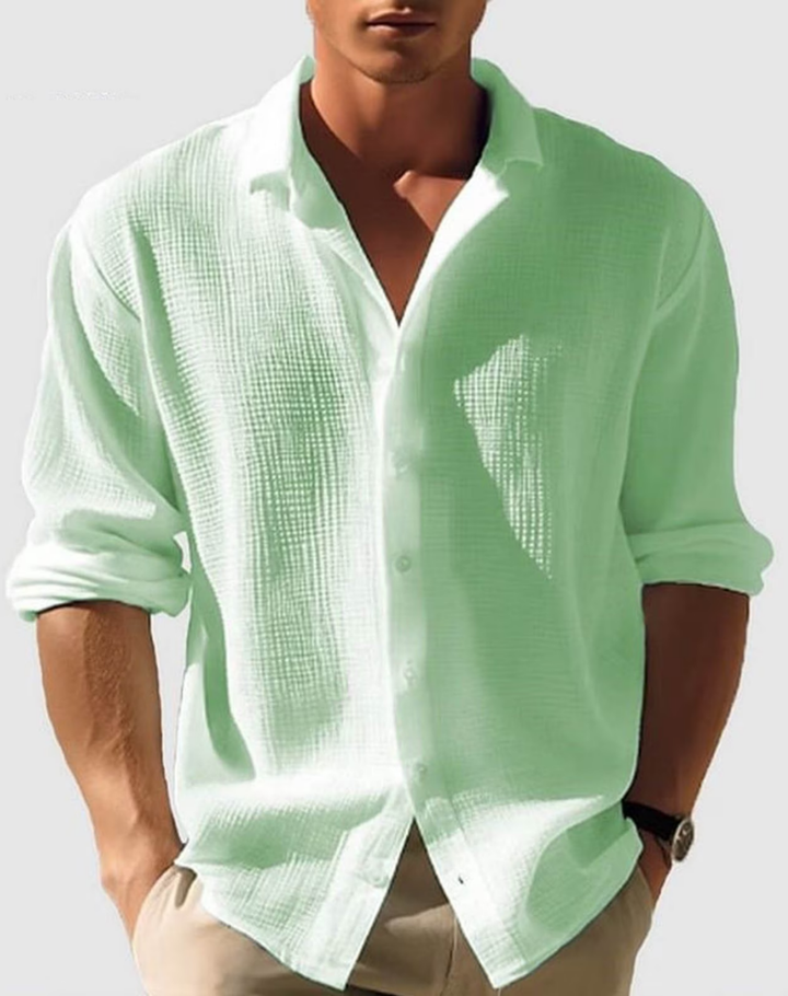 Shirt Men Long Sleeve Regular Fit Classic Collar Summer