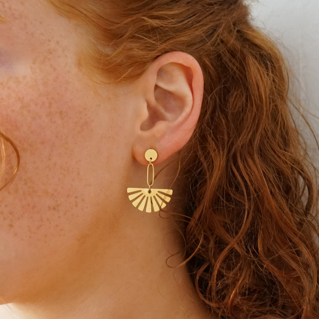 Flower Drop Earrings Fan Earrings - Elena Harper