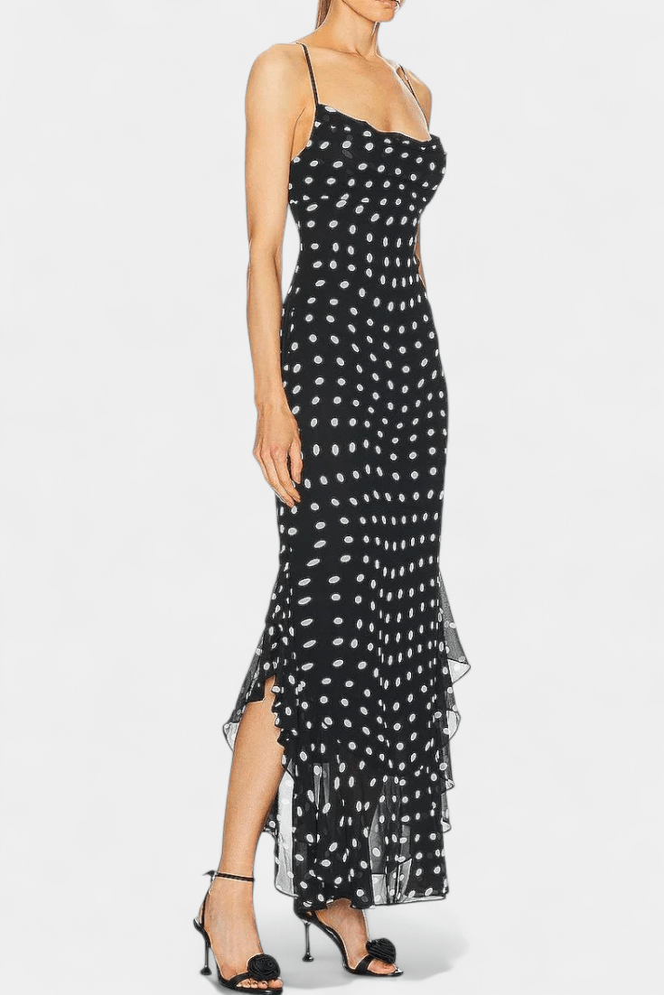Women's Effortlessly Chic Polka Dot Dress with Adjustable Straps