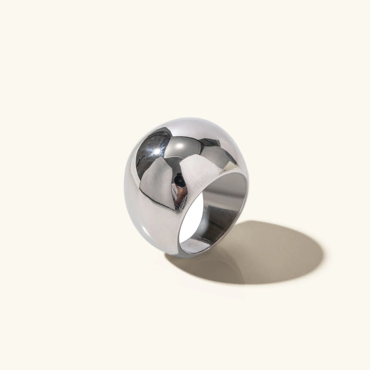 Ladies Statement Ring Dome Gold-Plated Band