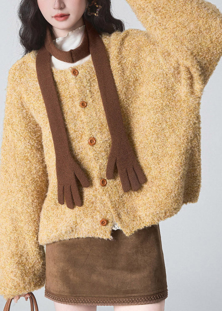 Women's Cardigan with Round Neck and Long Sleeves