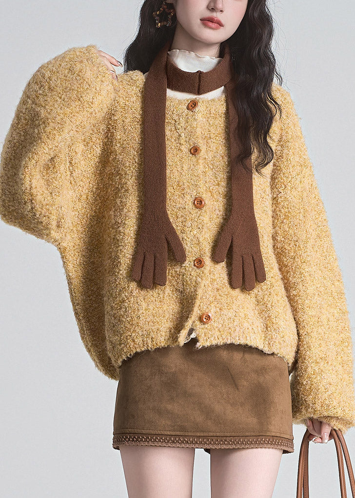 Women's Cardigan with Round Neck and Long Sleeves