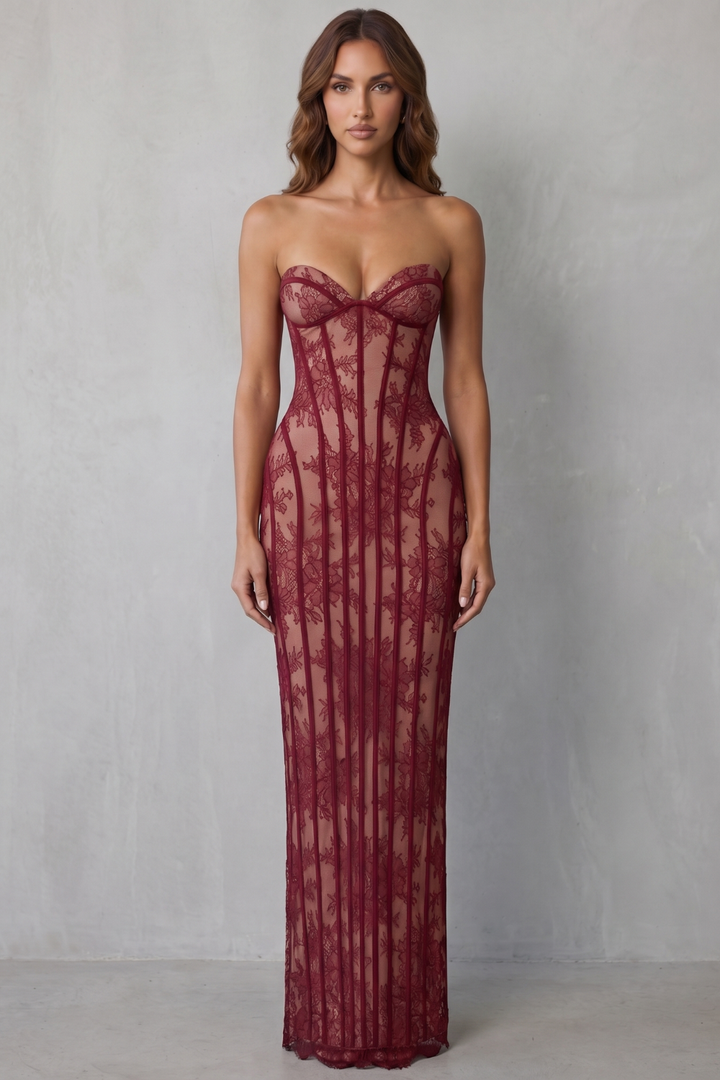 Sirelle – Sculpted lace allure – Maxi dress