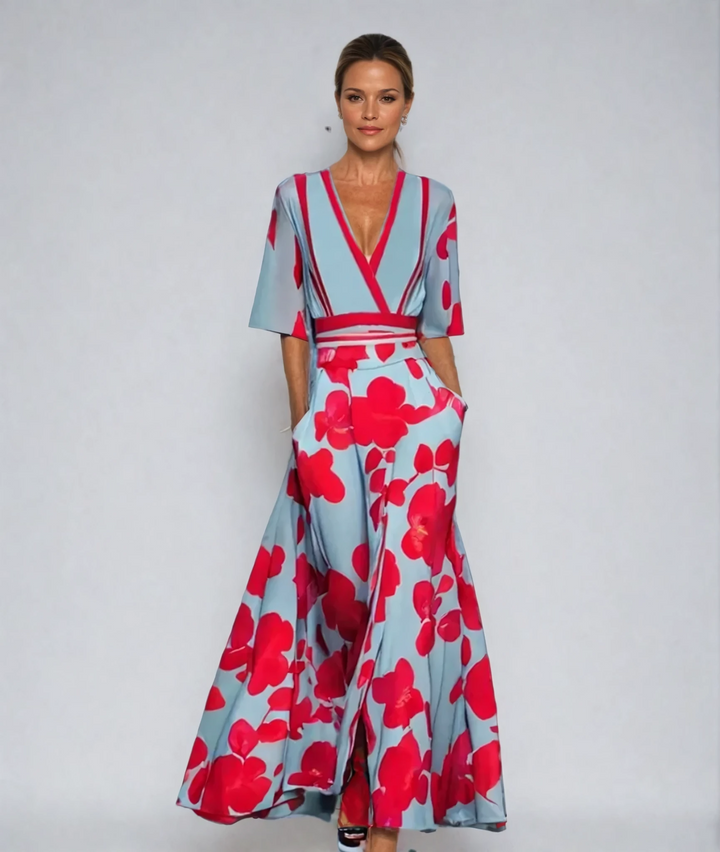 Eliana Elegant Floral A-Line Dress, view 7 - Elena Harper