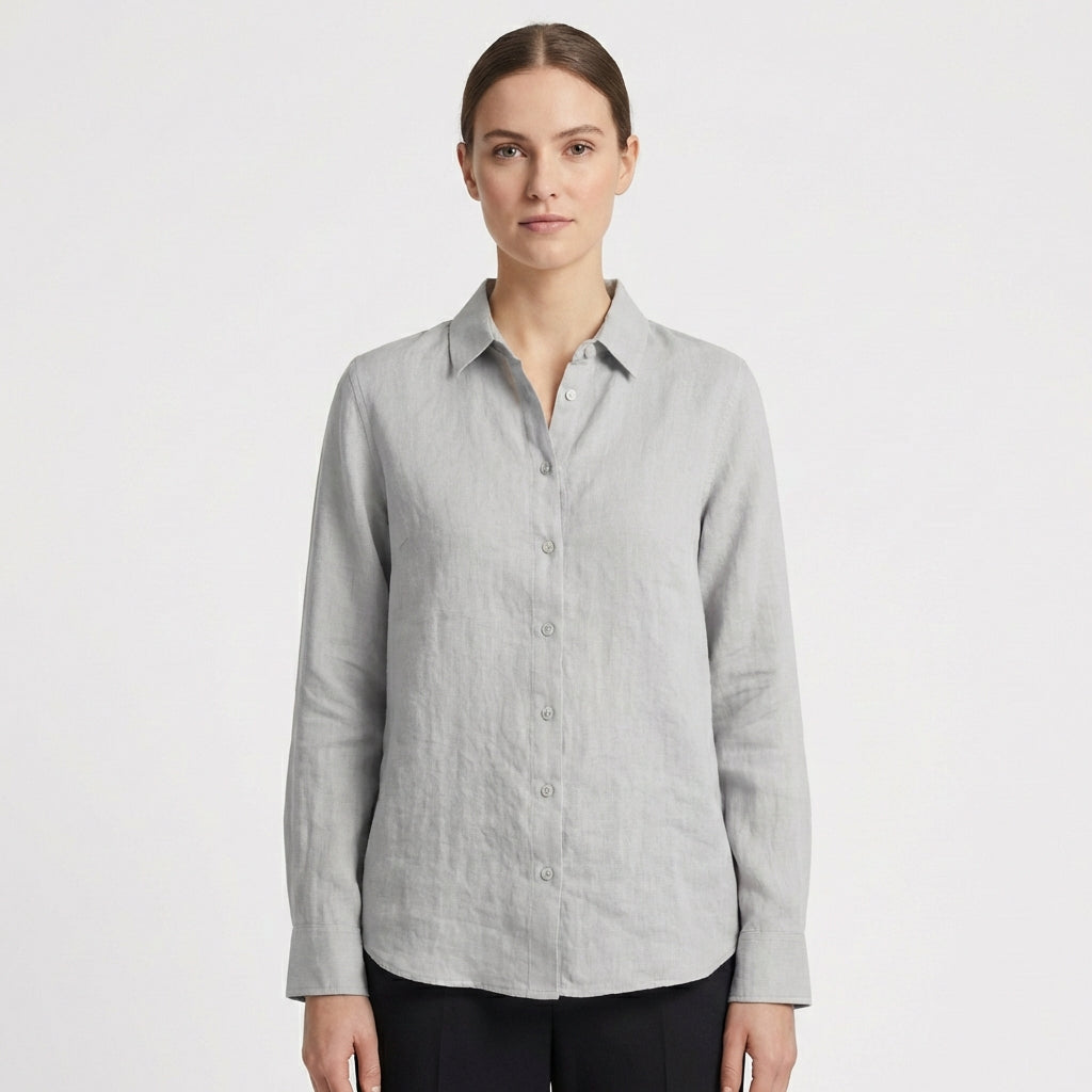 Sofia | Women's Shirt with Classic Collar and Rounded Hem | Casual