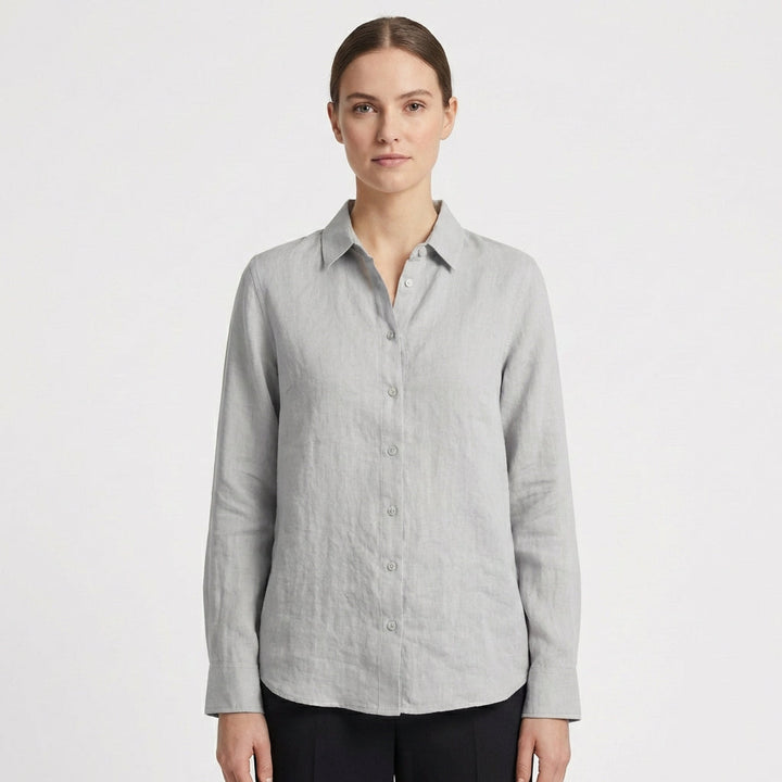 Sofia | Women's Shirt with Classic Collar and Rounded Hem | Casual