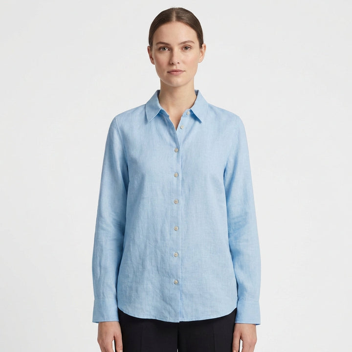 Sofia | Women's Shirt with Classic Collar and Rounded Hem | Casual