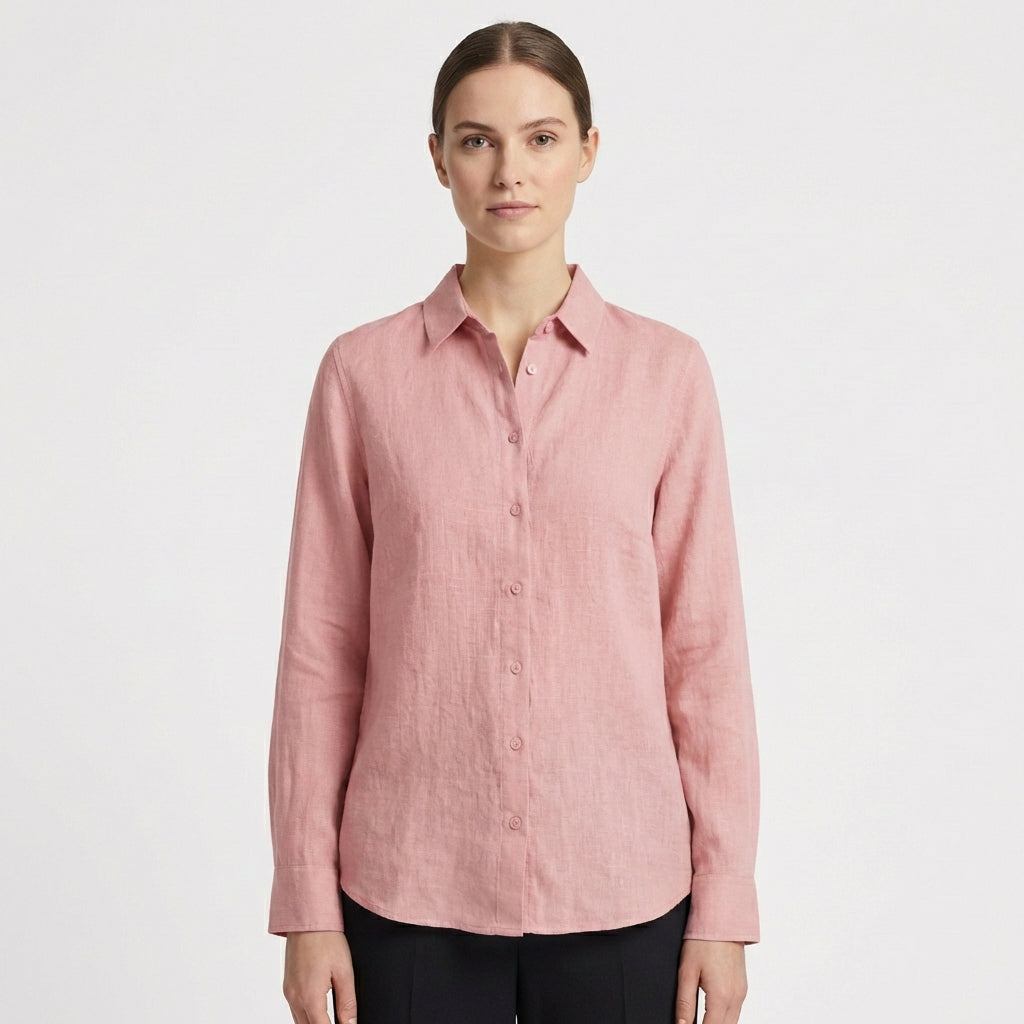 Sofia | Women's Shirt with Classic Collar and Rounded Hem | Casual