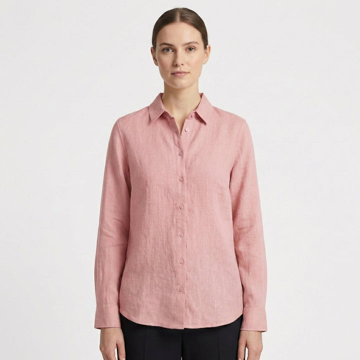 Sofia | Women's Shirt with Classic Collar and Rounded Hem | Casual