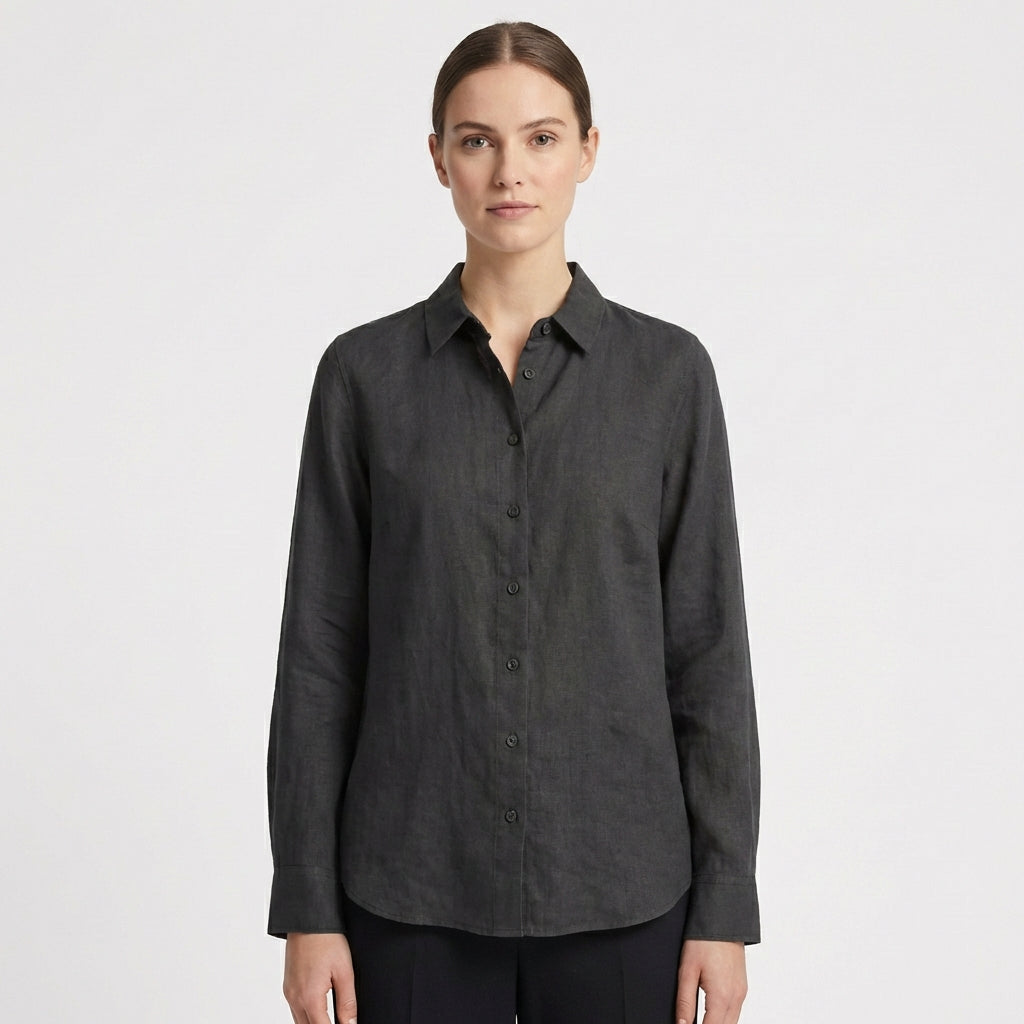 Sofia | Women's Shirt with Classic Collar and Rounded Hem | Casual