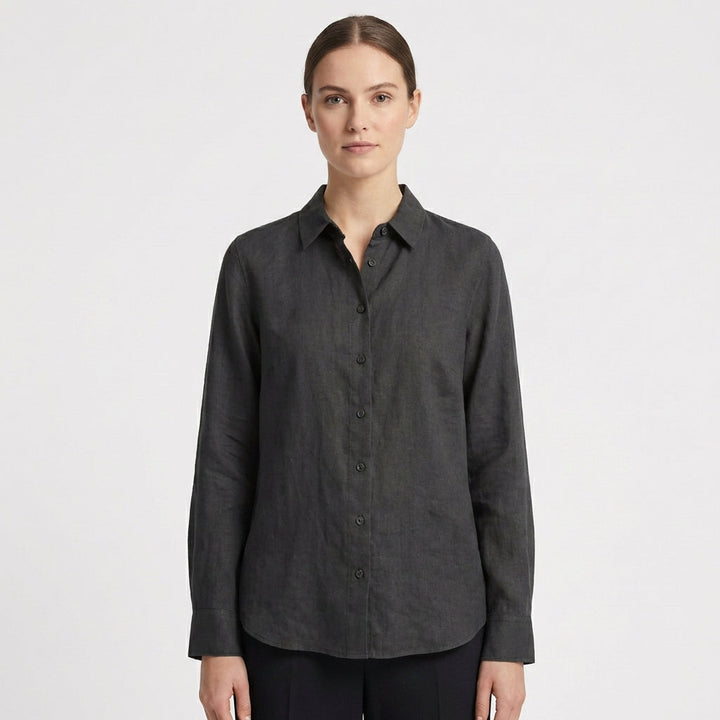 Sofia | Women's Shirt with Classic Collar and Rounded Hem | Casual