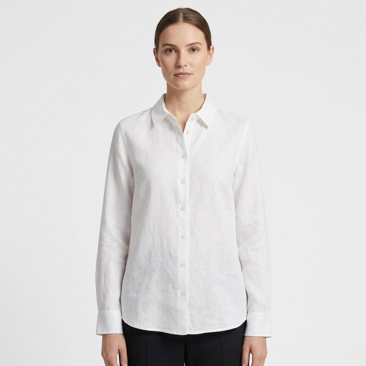 Sofia | Women's Shirt with Classic Collar and Rounded Hem | Casual