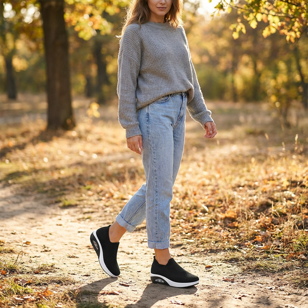 Sofia | Women's Slip-On Trainers with Breathable Fabric and Elastic Ankle | Comfort