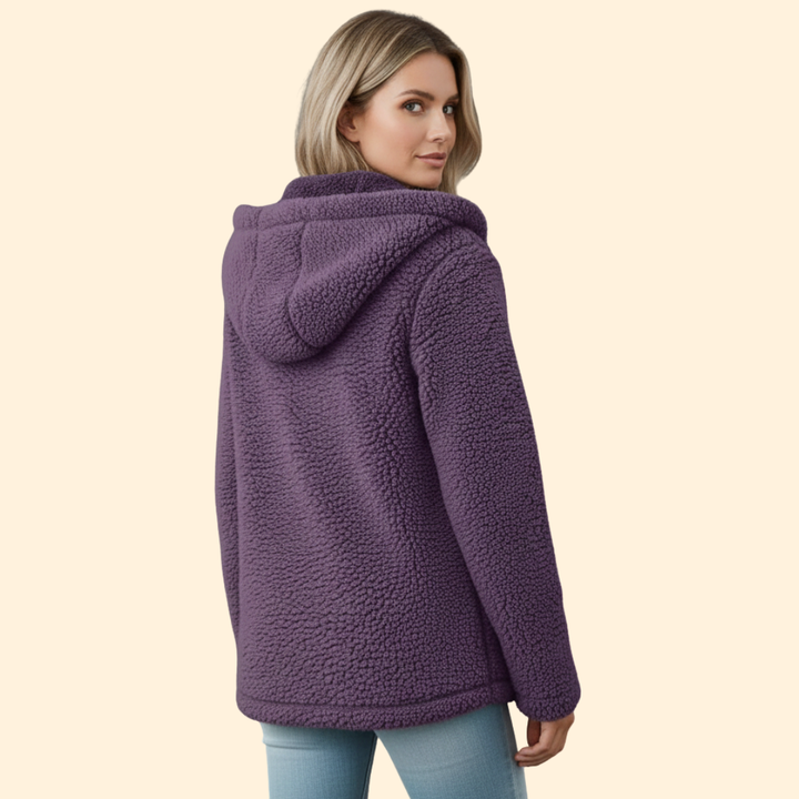 Ladies Teddy Coat with Hood - Fleece Winter Jacket