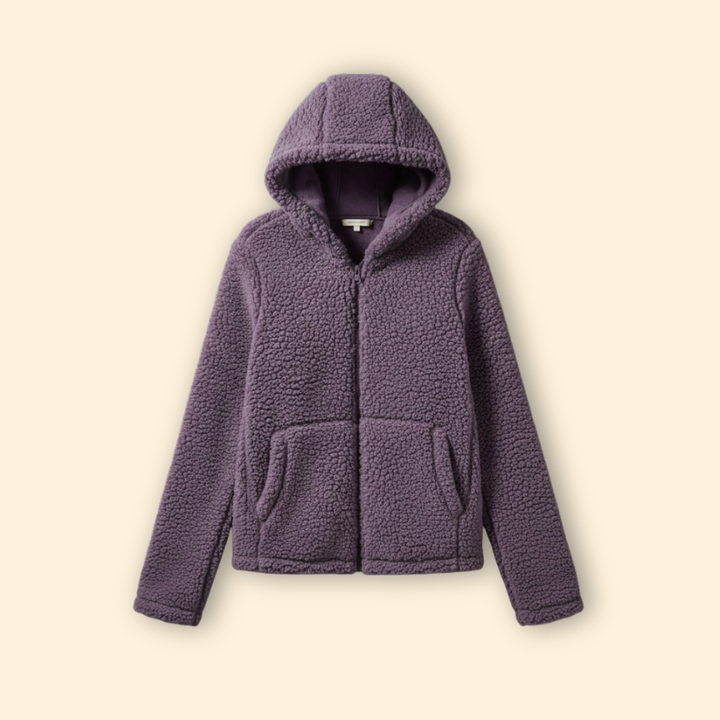Ladies Teddy Coat with Hood - Fleece Winter Jacket