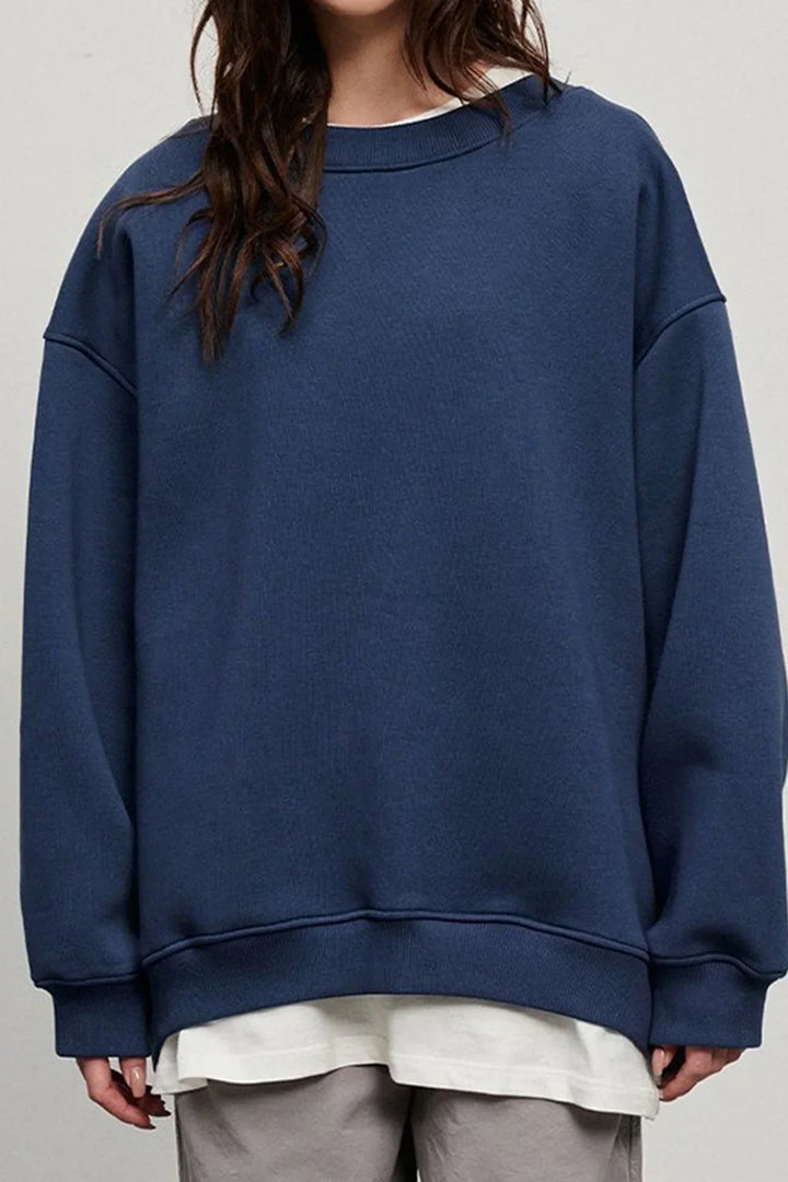 Ladies Oversized Sweatshirt – Cotton, Casual with Round Neck for Comfortable Daily Outfits