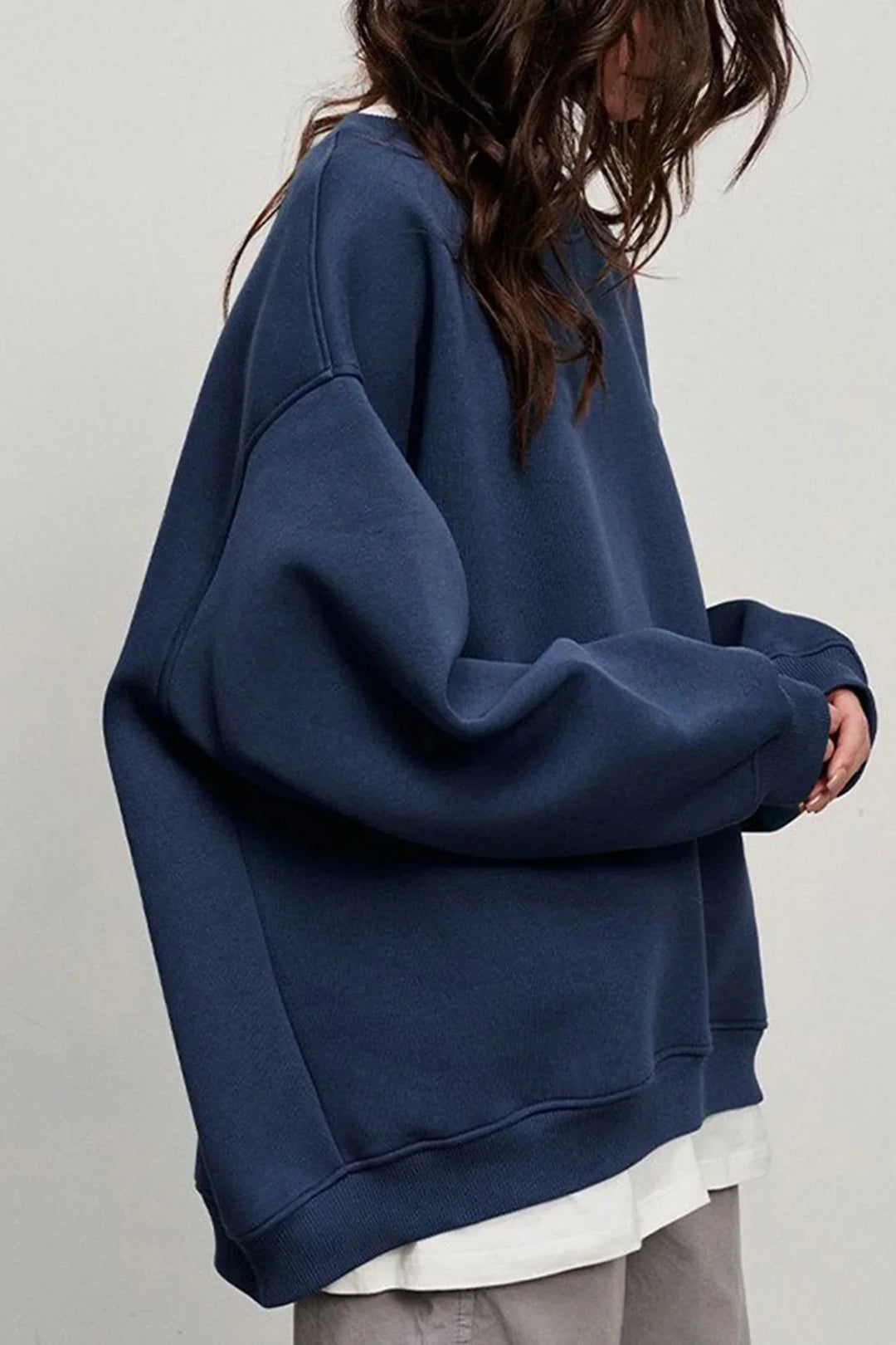 Ladies Oversized Sweatshirt – Cotton, Casual with Round Neck for Comfortable Daily Outfits