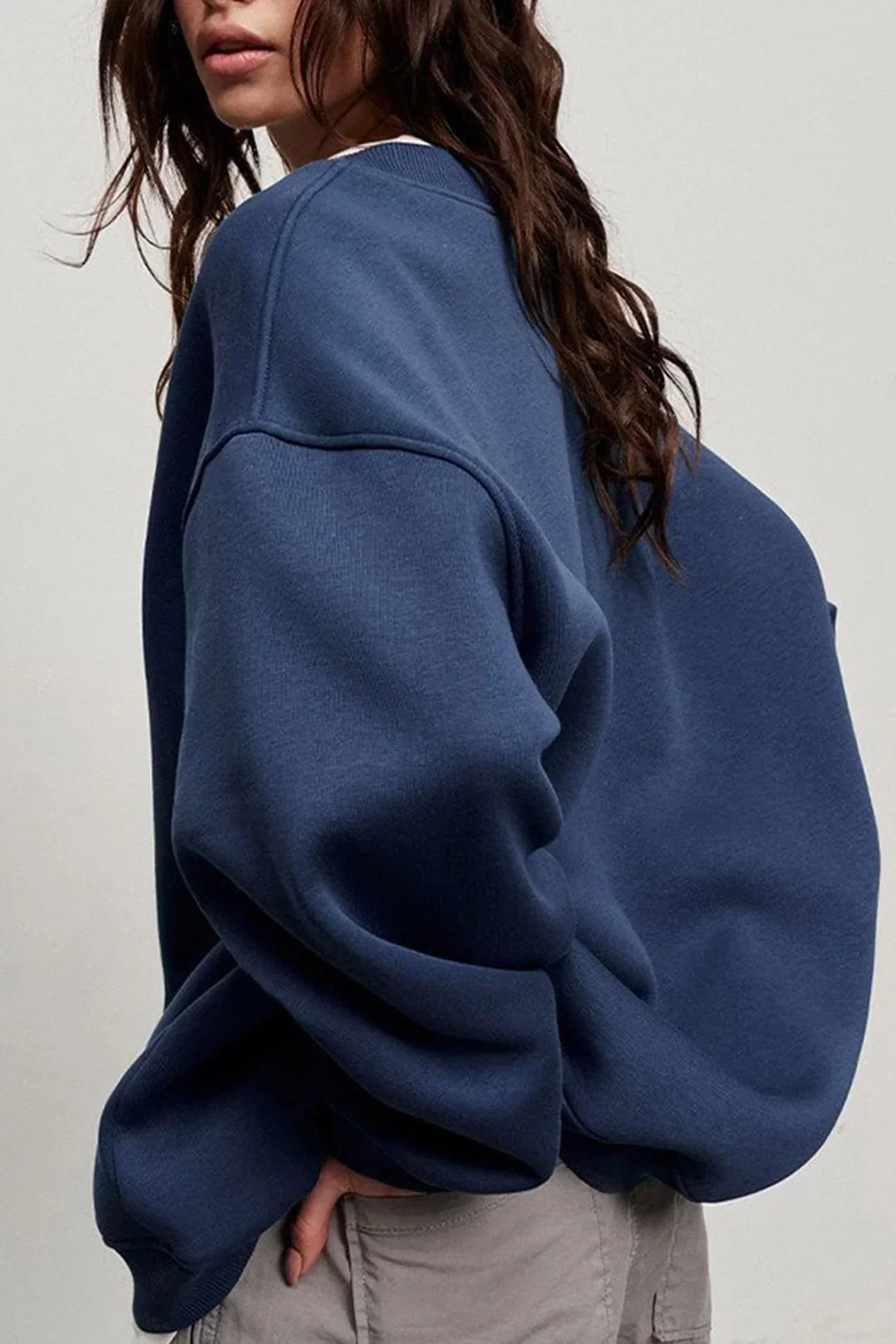 Ladies Oversized Sweatshirt – Cotton, Casual with Round Neck for Comfortable Daily Outfits