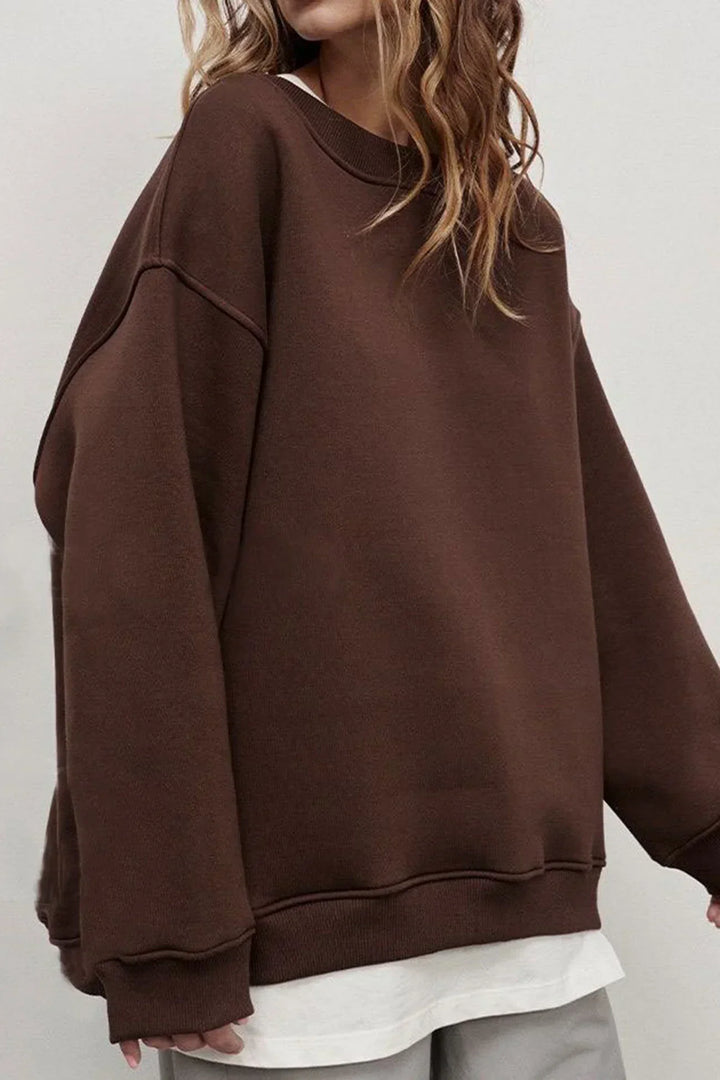 Ladies Oversized Sweatshirt – Cotton, Casual with Round Neck for Comfortable Daily Outfits