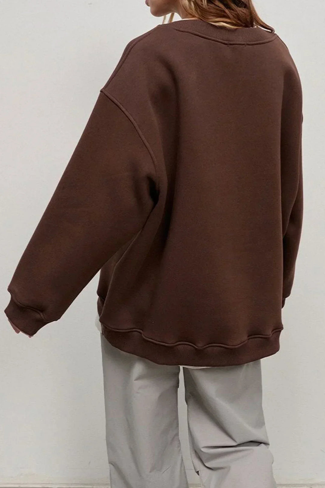 Ladies Oversized Sweatshirt – Cotton, Casual with Round Neck for Comfortable Daily Outfits