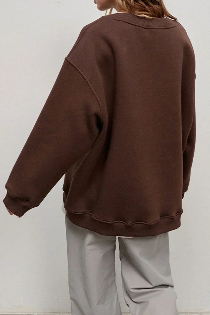 Ladies Oversized Sweatshirt – Cotton, Casual with Round Neck for Comfortable Daily Outfits