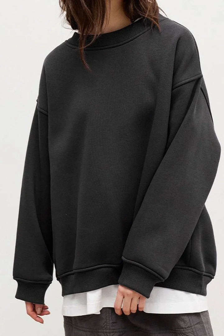 Ladies Oversized Sweatshirt – Cotton, Casual with Round Neck for Comfortable Daily Outfits