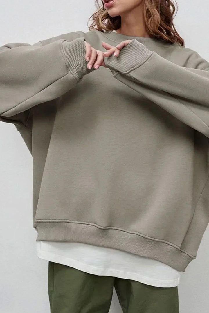 Ladies Oversized Sweatshirt – Cotton, Casual with Round Neck for Comfortable Daily Outfits