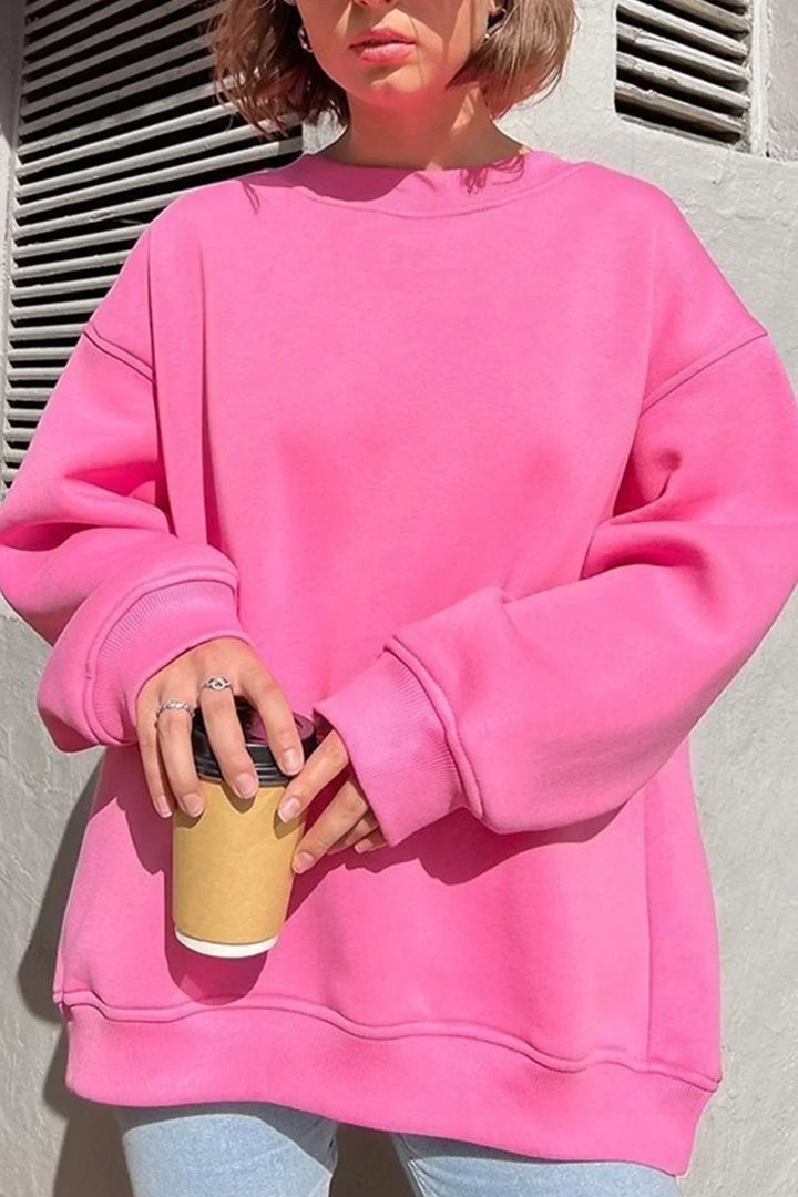 Ladies Oversized Sweatshirt – Cotton, Casual with Round Neck for Comfortable Daily Outfits