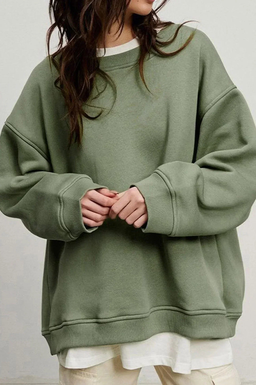 Ladies Oversized Sweatshirt – Cotton, Casual with Round Neck for Comfortable Daily Outfits