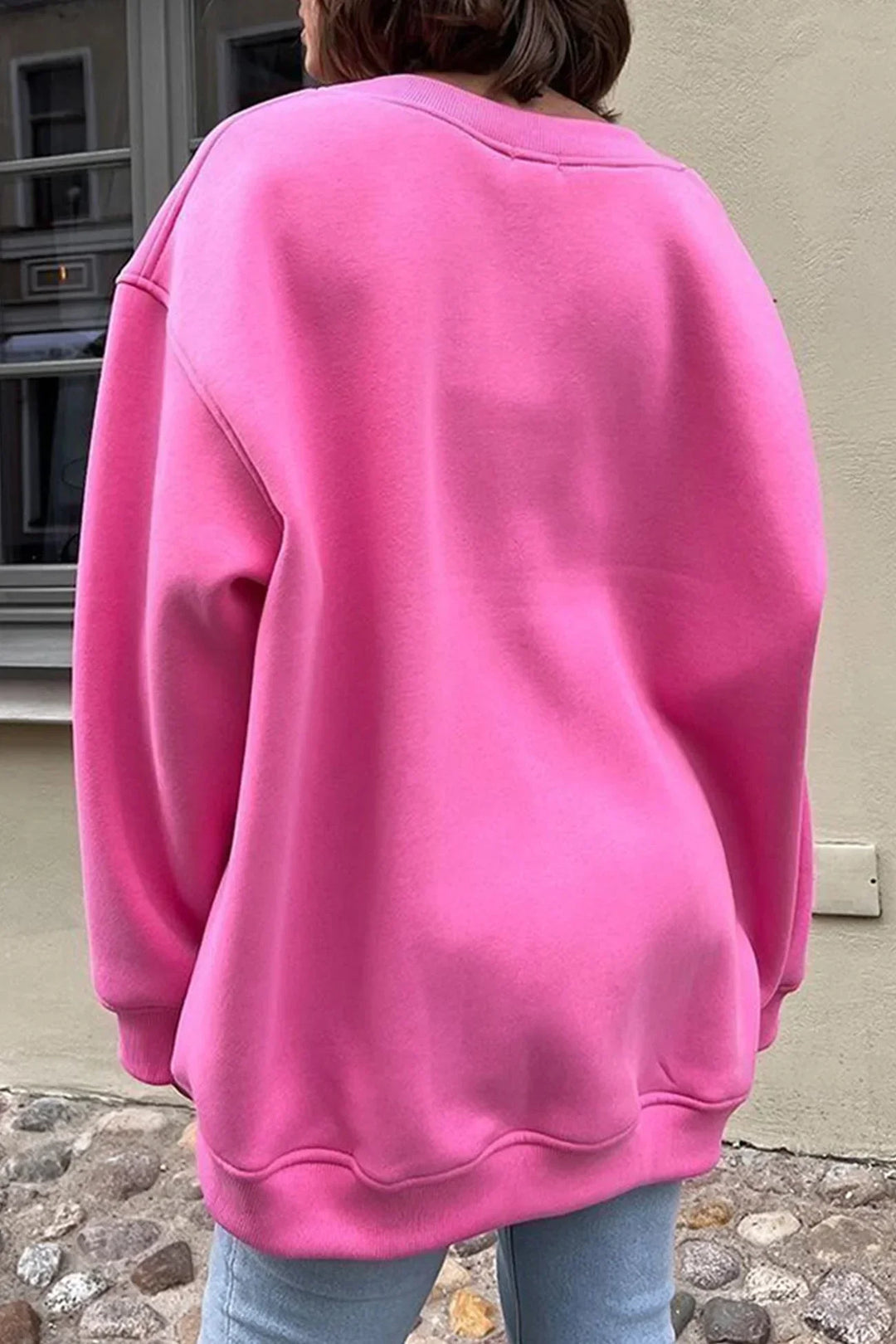 Ladies Oversized Sweatshirt – Cotton, Casual with Round Neck for Comfortable Daily Outfits