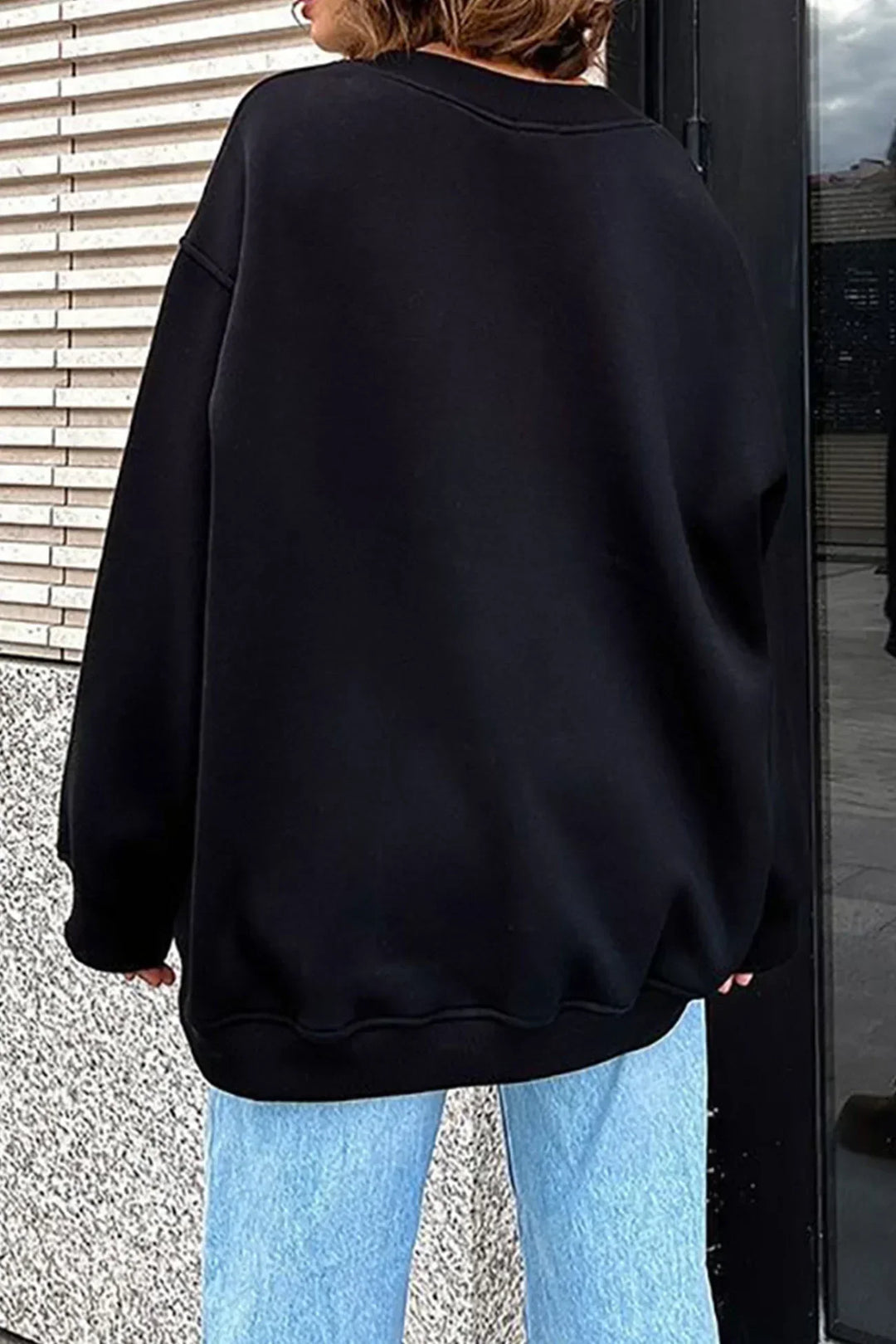 Ladies Oversized Sweatshirt – Cotton, Casual with Round Neck for Comfortable Daily Outfits