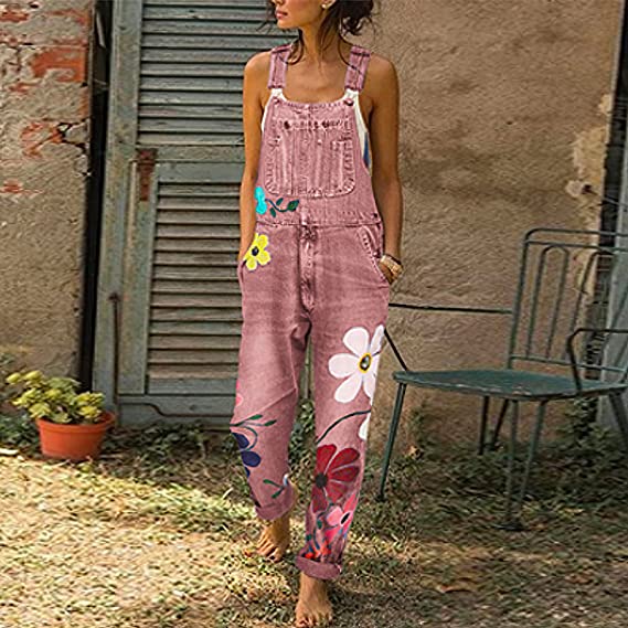 Summer Jumpsuit for Women with Festive Floral Pattern - Sarah