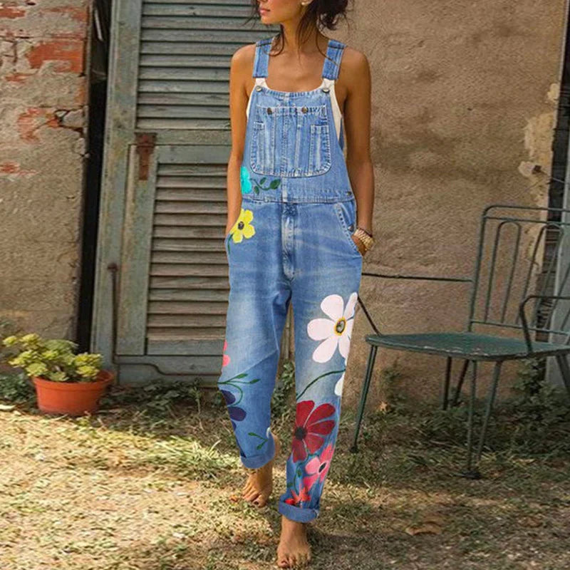 Summer Jumpsuit for Women with Festive Floral Pattern - Sarah