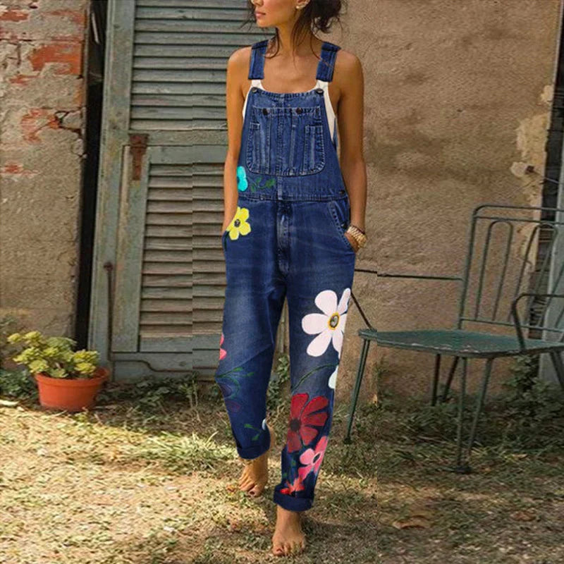Summer Jumpsuit for Women with Festive Floral Pattern - Sarah