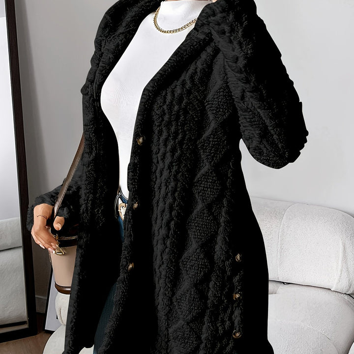 Ladies Teddy Jacket with Hood and Buttons