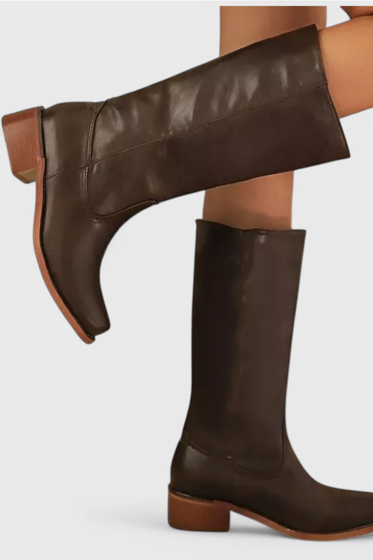 Women's Elegant Knee-High Heeled Boots - Comfortable & Stylish