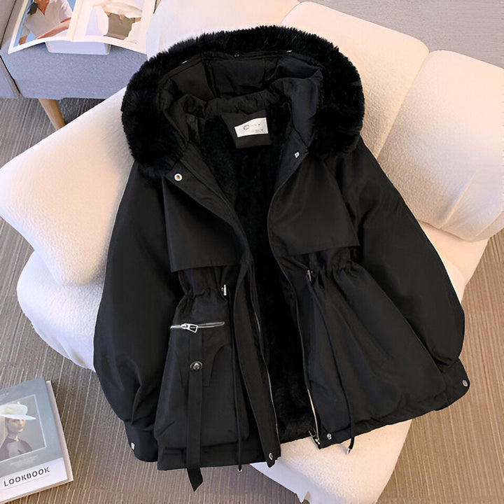 Quilted Jacket for Women | Faux Fur Collar & Drawstring