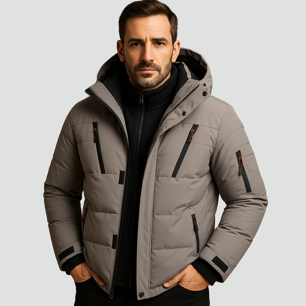 Men's Padded Jacket with Hood | Water-Repellent & Warm