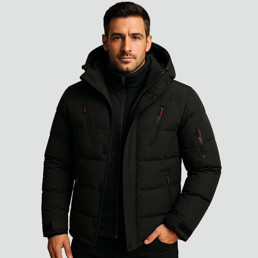 Men's Padded Jacket with Hood | Water-Repellent & Warm