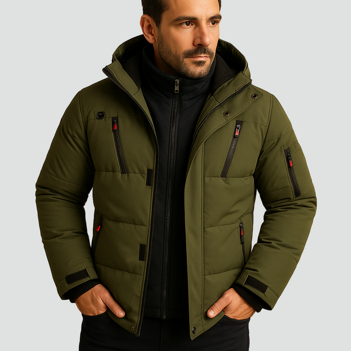 Men's Padded Jacket with Hood | Water-Repellent & Warm