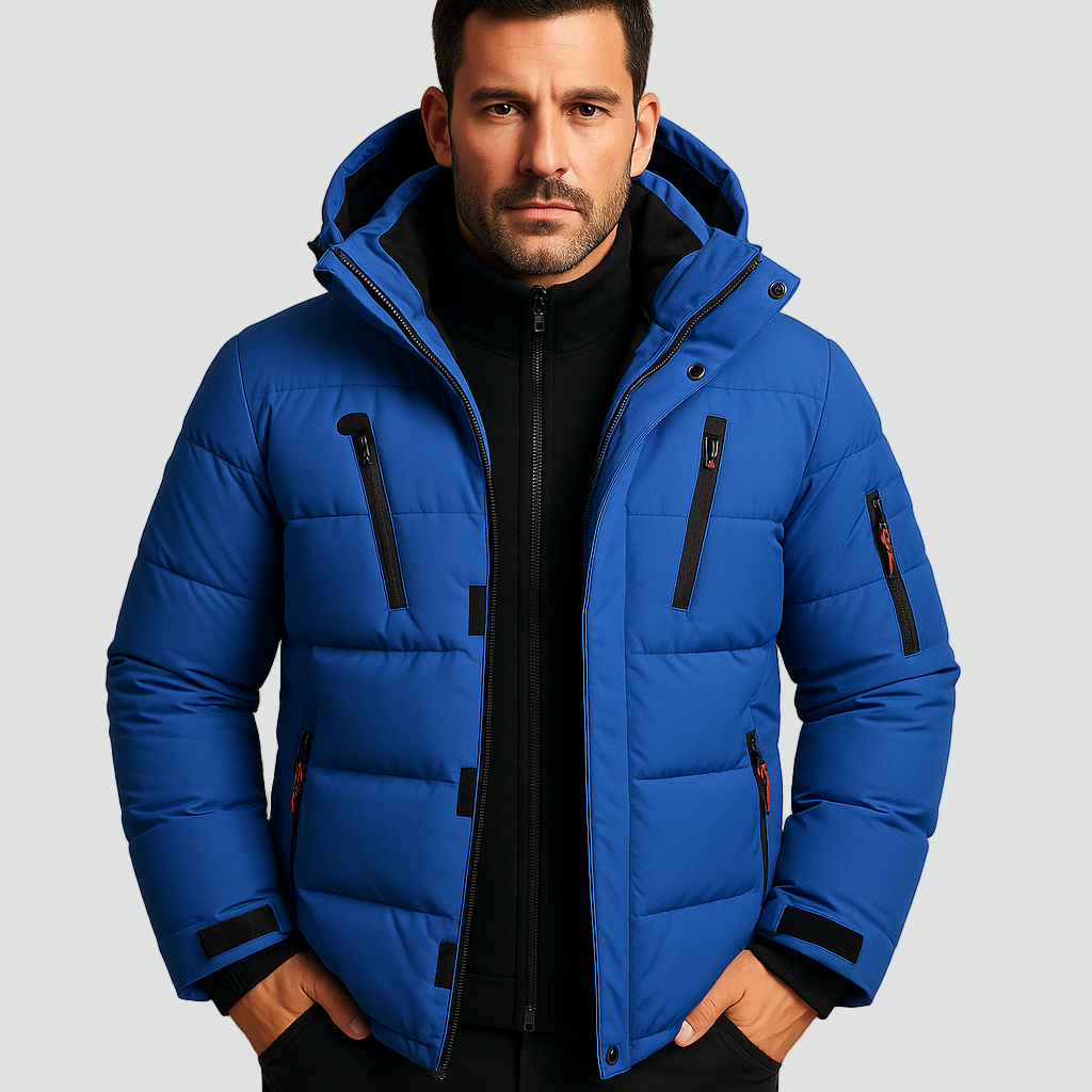 Men's Padded Jacket with Hood | Water-Repellent & Warm